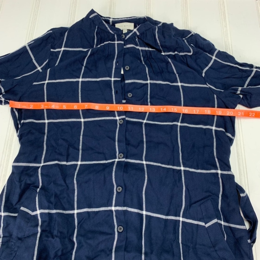 Lucky Brand Navy Blue White Plaid Tie Shirt Dress - Picture 7 of 8